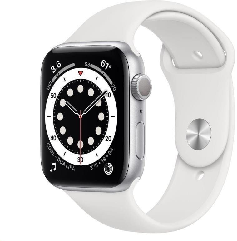 Uhren Apple Watch S6 GPS, 44mm Silver Aluminium Case with White Sport Band - Regular